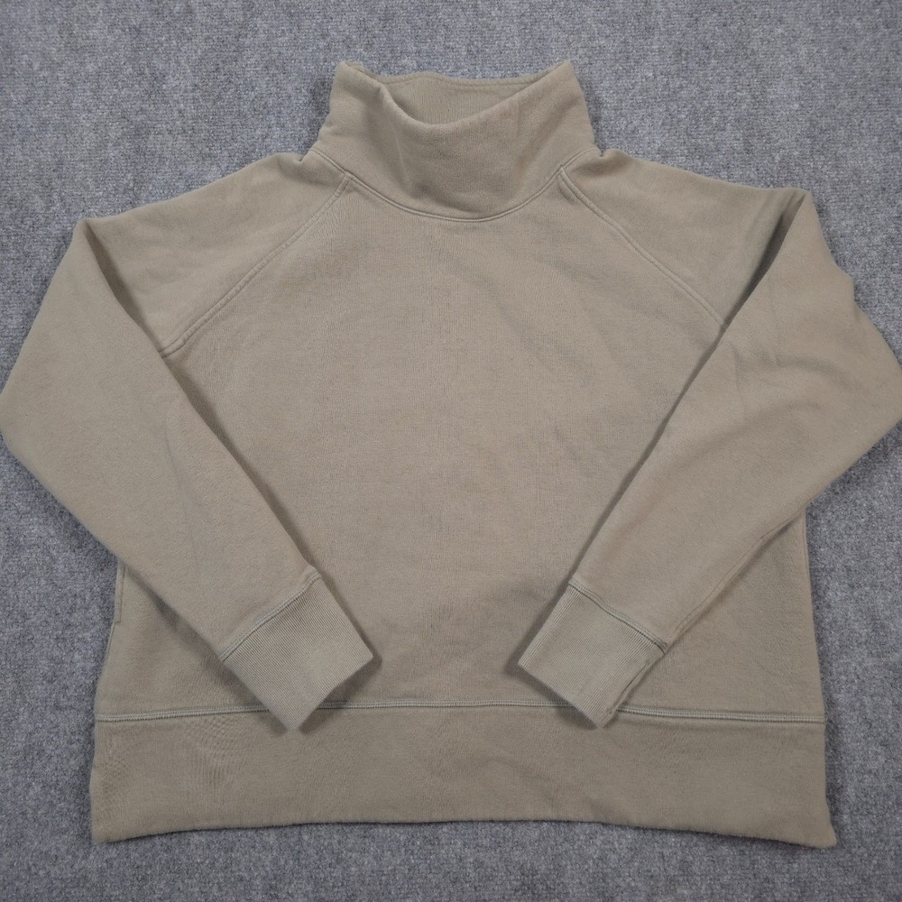 Public Rec Luxe Fleece Pullover Sweatshirt Womens XL Beige Cozy Funnel Neck Pima